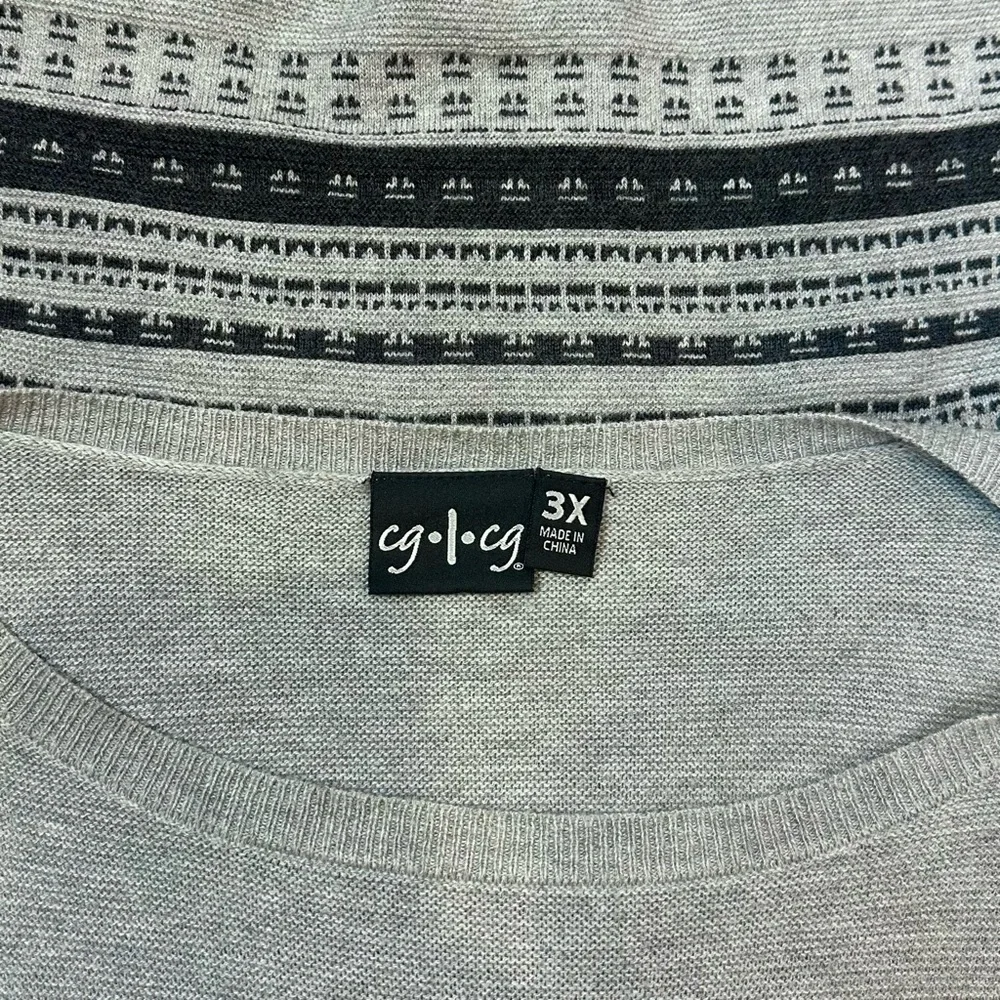 SOLD 🛍️ Cg.l.Cg Women’s Cotton Grey Printed Knit Sweater Tunic Plus 3X - Picture 7 of 7